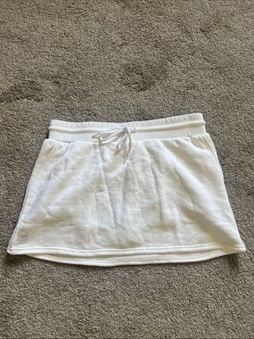 NWT Florence by Mills White Fleece Mini Skirt Large Cozy Lounge Athleisure